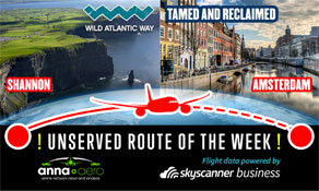 Shannon-Schiphol is Skyscanner “Unserved Route of the Week” with 30,000 searches in the last year; KLM’s first Irish destination??