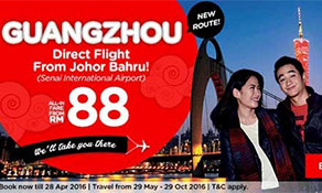 AirAsia starts first Chinese route from Johor Bahru