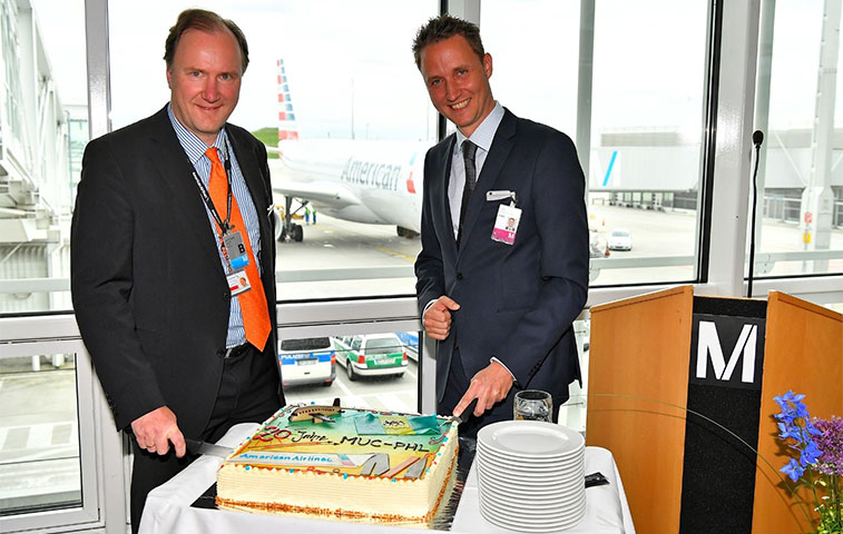 Munich Airport celebrated the 20-year anniversary of American Airlines’ route from Philadelphia on 23 May