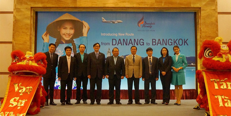 Bangkok Airways organised a line-up of VIPs in honour of the airline’s new four times weekly service between Bangkok and Da Nang in Vietnam.