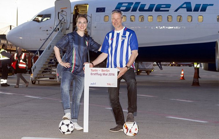 Blue Air celebrated the start of its first services to Berlin Tegel from Turin
