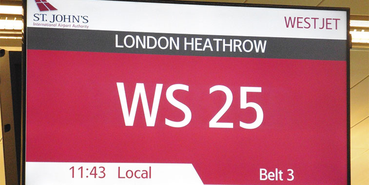 WestJet’s inaugural inbound service from London to St. John’s on 8 May was actually from Gatwick and not from Heathrow