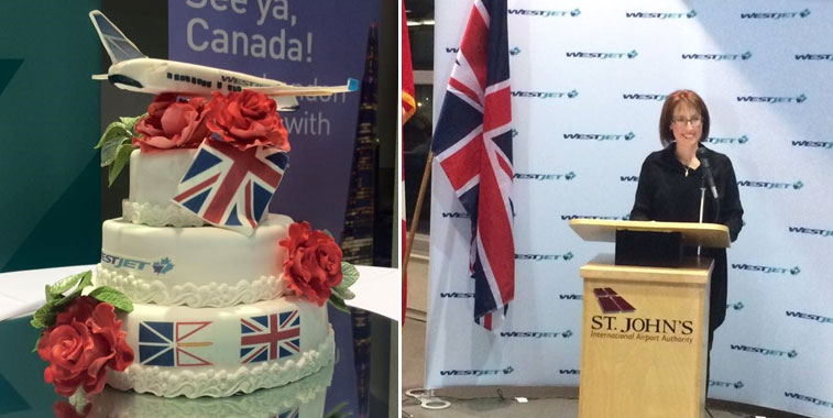 A cake was also had at St. John’s Airport to celebrate the start of WestJet’s daily service to London Gatwick
