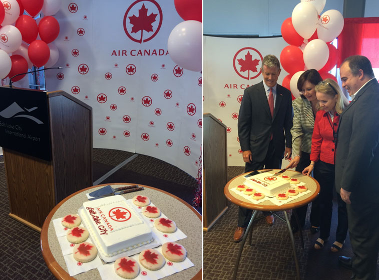 Salt Lake City celebrated with a traditional cake the arrival of Air Canada’s new route from Toront
