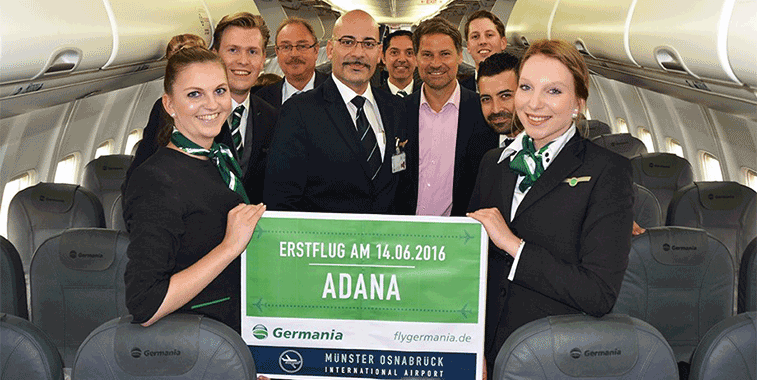 germania crew were welcomed by munster osnabruck airport route to adana