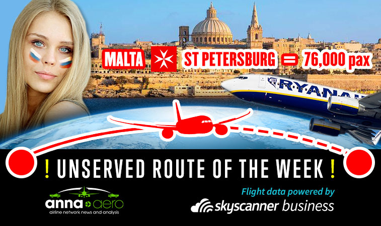 Malta-St Petersburg is Skyscanner “Unserved Route of the Week” ‒ 76,000 annual searches ‒ why isn't Ryanair "Russian" in?