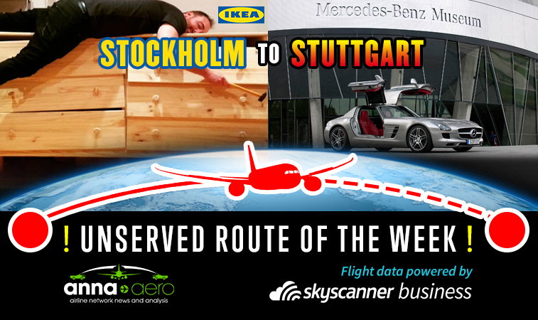 Stockholm-Stuttgart is Skyscanner “Unserved Route of the Week”