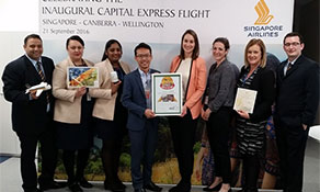 Singapore Airlines celebrates Route of the Week win for Capital Express link between Singapore, Australia and New Zealand