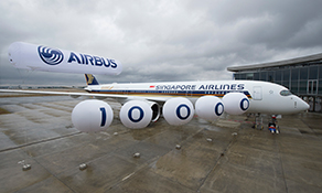 Singapore Airlines receives Airbus' 10,000th aircraft as the European manufacturer matches Boeing for October deliveries