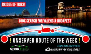 Valencia-Budapest is "Skyscanner Unserved Route of the Week" with 100,000 annual searches; Ryanair’s 411th route in Spain??