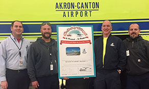Akron-Canton Airport celebrates its Fire Truck Water Arch victory