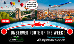 Bristol-Zurich is "Skyscanner Unserved Route of the Week": 60,000 annual searches; route #8 for bmi regional's base?