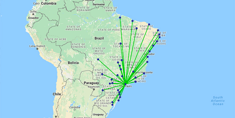 Sao Paulo Congonhas this winter is connected to 37 airports across Brazil. The number one route is to Rio de Janeiro
