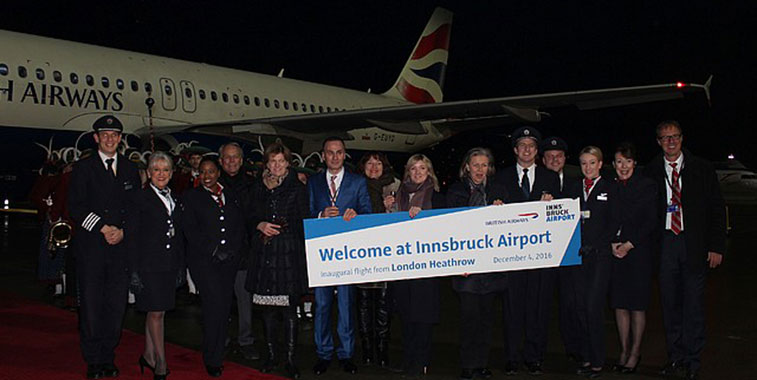 British Airways started its second operation to Innsbruck on 4 December, with its four times weekly service adding to its existing twice-weekly route from London Gatwick. 