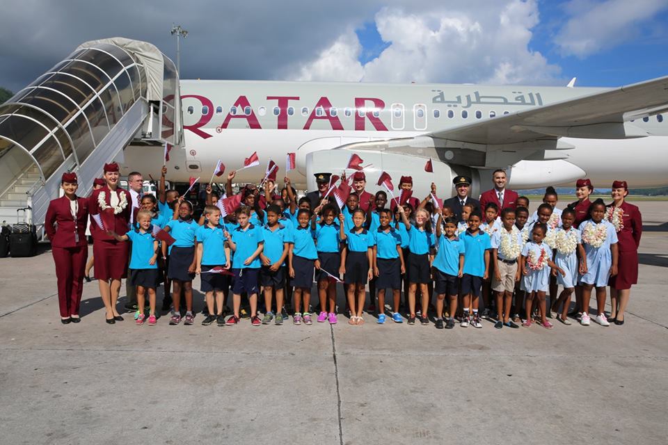 Local school children were on hand to welcome Qatar Airways' resumption of services to the Seychelles on 12 December. Flown by the oneworld airline's 144-seat A320s, the route faces no direct competition, however fellow MEB3 carriers Emirates and Etihad Airways do offer competing services from their respective hubs.