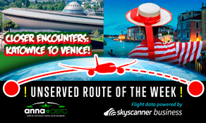 Katowice-Venice is "Skyscanner Unserved Route of the Week” with 23,000 annual searches; Nadi-Adelaide becomes our third success