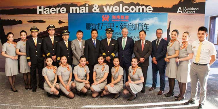 Hainan Airlines starts first route to New Zealand linking Shenzhen and Auckland.