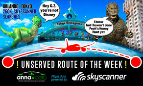 Orlando-Tokyo is "Skyscanner Unserved Route of the Week" with 260,000 annual searches; ANA's tenth US route from Narita?