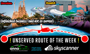 Barcelona-Bangkok is "Skyscanner Unserved Route of the Week" ‒ over 1.1m searches; a tempting return for Thai or one for newcomer LEVEL?
