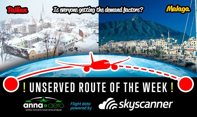 Tallinn-Malaga is "Skyscanner Unserved Route of the Week" 