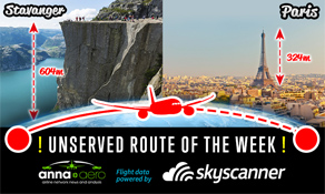 Stavanger-Paris is "Skyscanner Unserved Route of the Week" with 33,000 searches; Norwegian's next Norwegian route?