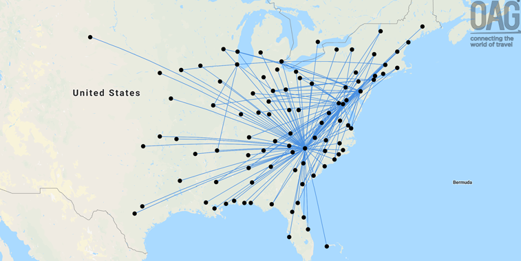 PSA Airlines route map 2018 