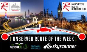 World Routes host Guangzhou-Manchester is "Skyscanner Unserved Route of the Week" with over 120,000 searches