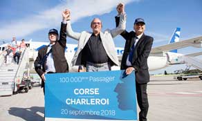 Brussels Charleroi and Air Corsica celebrate their 100,000th passenger 18 months after services started