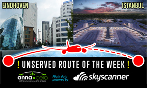 Eindhoven-Istanbul is "Skyscanner Unserved Route of the Week" with 42,000 searches; Schiphol capacity reliever for Turkish Airlines??