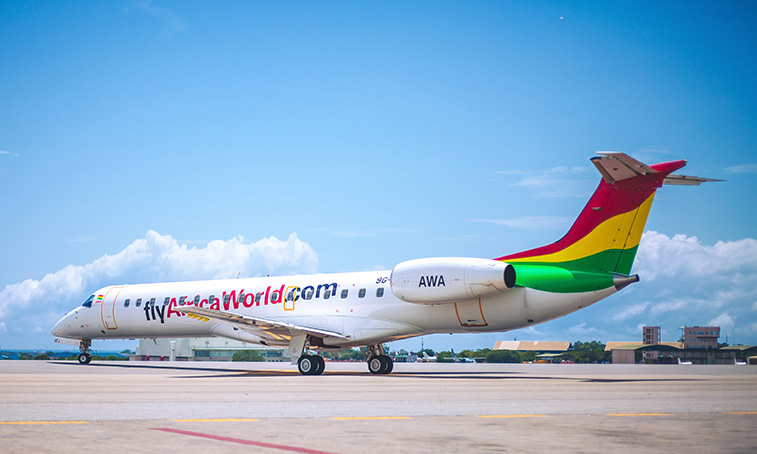 One of Africa World's eight Embraer 145s, an aircraft the airline says is a must have for its operation