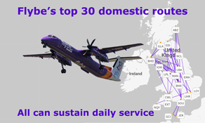 Flybe's top-30 routes, led by Birmingham – Edinburgh