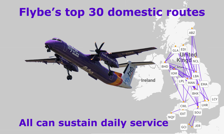 Flybe: the top 30 routes