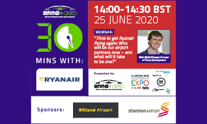 Ryanair Route Development Director’s webinar signs 800++; Billund and Shannon sponsor