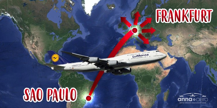 Lufthansa’s Sao Paulo – Frankfurt; seat load factor of ~88%, but where do they connect