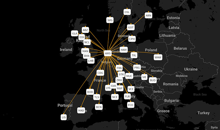 Amsterdam busiest in Europe with 835 daily flights, Eurocontrol shows; we explore Schiphol’s network