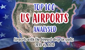 The US’ top-100 airports: 15 airports down 22 million seats vs. 2010