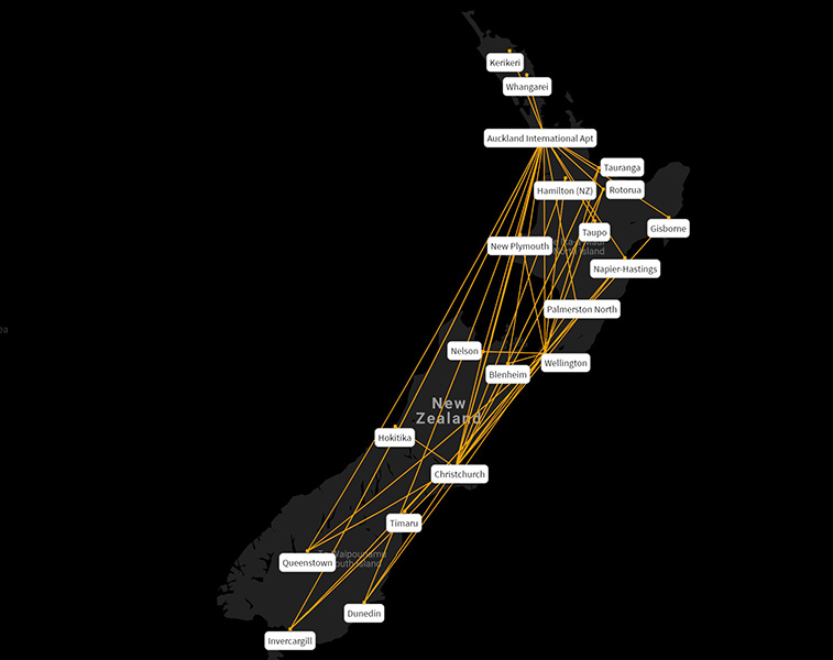 Air New Zealand has 49 bookable routes this week