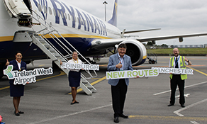 Ireland West Airport welcomes new year-round services to Manchester and Edinburgh with Ryanair