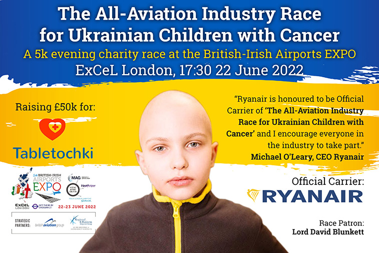 Calling all air transport industry runners to join ‘Aviation Industry Race for Ukrainian Children with Cancer’ at British-Irish Airports EXPO