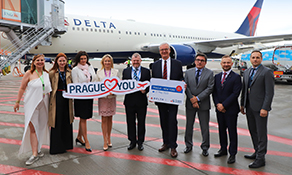 Prague Airport celebrates return of Delta’s New York service